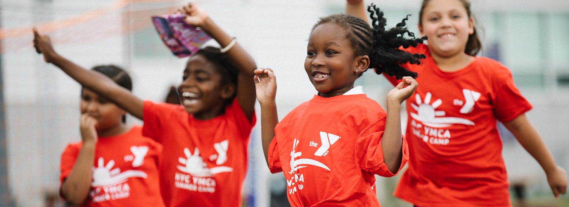 Group of smiling summer campers