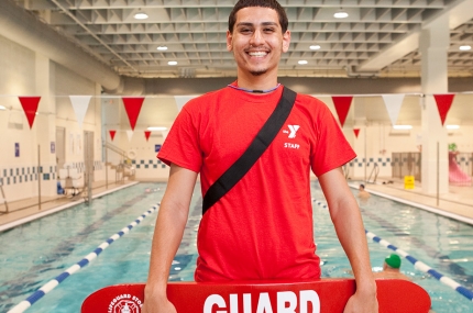 Lifeguard working at YMCA pool